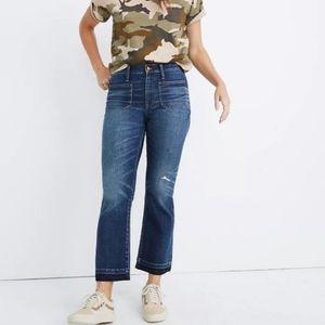 Madewell Cali Demi Boot Patch Pocket Edition Denim Crop Jean Size 29